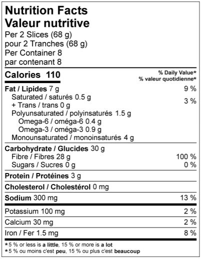 Gluten Free - Seeded (Nutrition Facts)